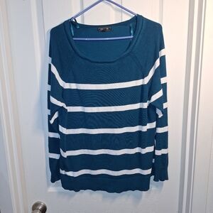 Lefty and Me Teal Striped Sweater